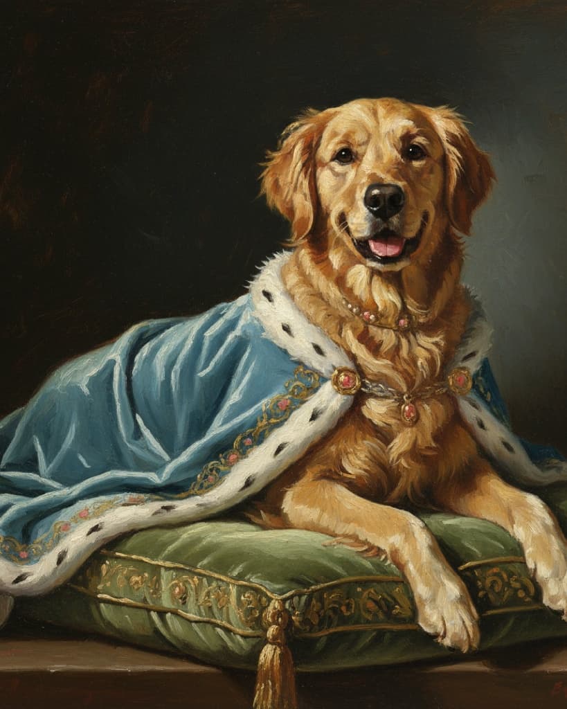 Golden retriever en portrait Renaissance